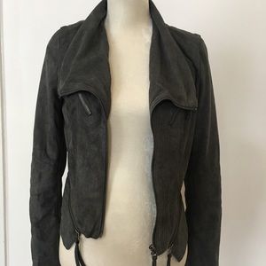 Faux suede moto jacket